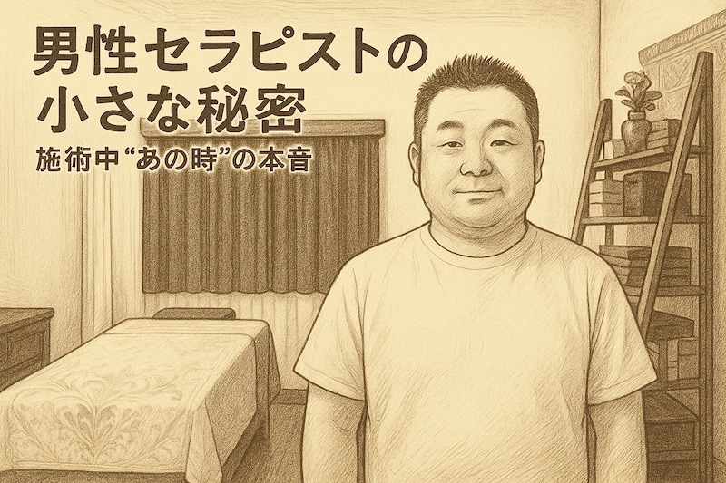 男性セラピストの小さな秘密 Vol.1|お客様をお迎えする準備──その前から、もう始まっています。 男性セラピストが施術の裏側を語るシリーズ「小さな秘密」のタイトル画像|クラトーム大阪・施術室イラスト